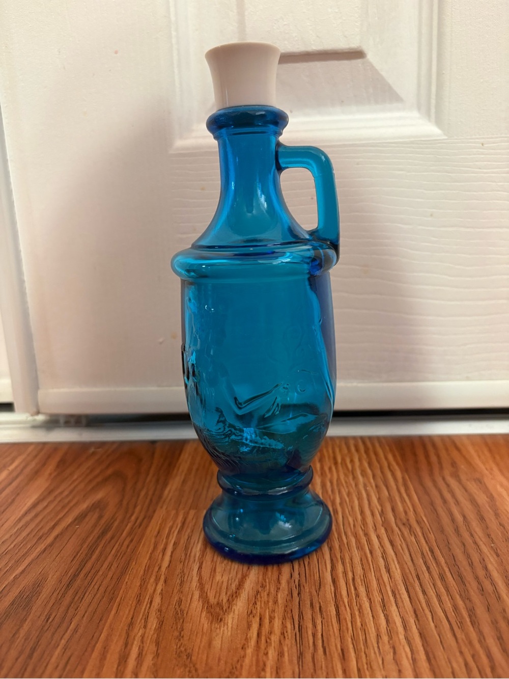 Blue Maganese Glass Home Accent Vase with White Stopper